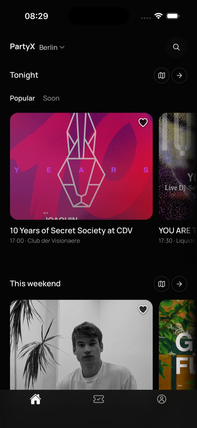 PartyX iOS app: tonight in Berlin