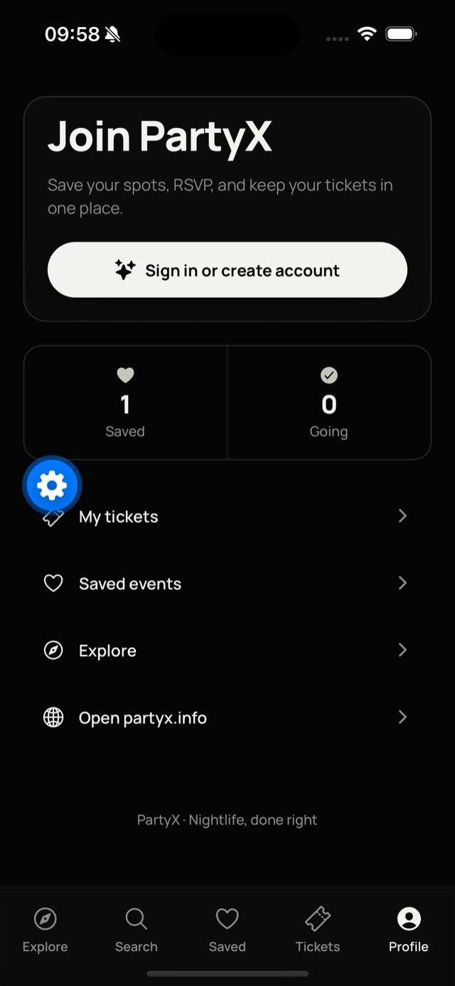 iOS app: join PartyX
